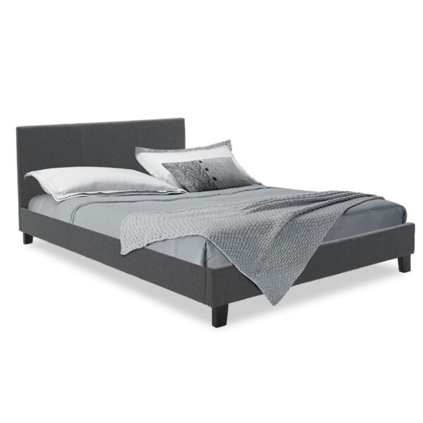 Double bed Nevil pakoworld in dark grey fabric 150x200cm 006-000020
