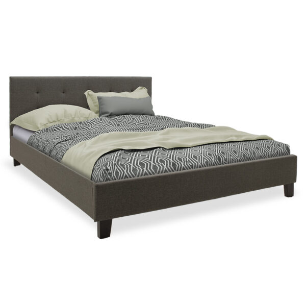 Double bed Mago pakoworld in dark grey fabric 150x200cm 006-000038