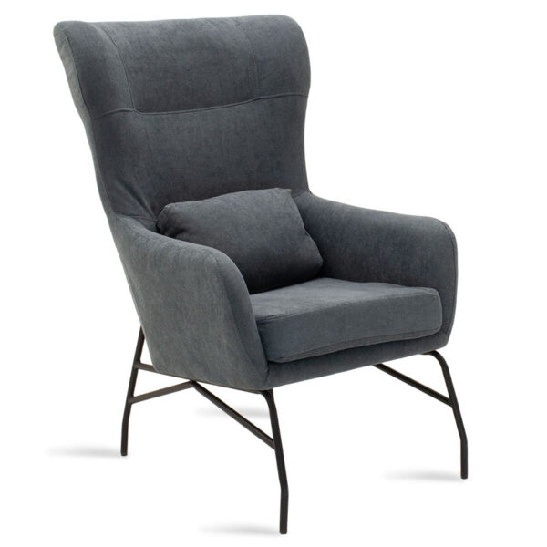 Armchair Rimbo pakoworld fabric in grey color 66x81x102cm 024-000015