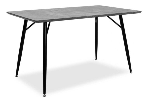 Dining Table Conor pakoworld with surface MDF color grey cement Legs in black metal 130x80x75,5cm 029-000028