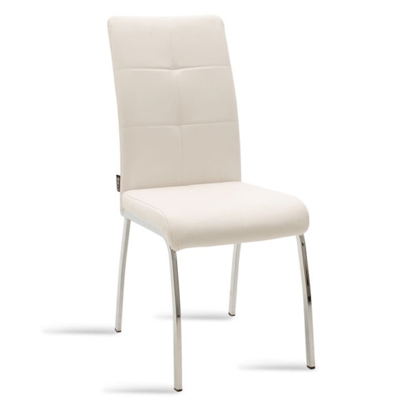 Chair Ariadne pakoworld PU white-chrome leg 029-000070