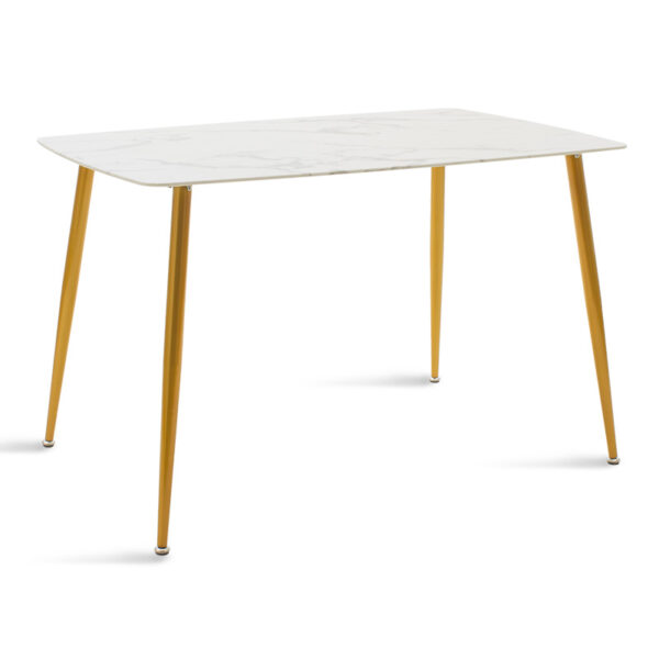 Dining table Paris pakoworld glass 8mm marble pattern-golden 120x80x75cm 029-000086