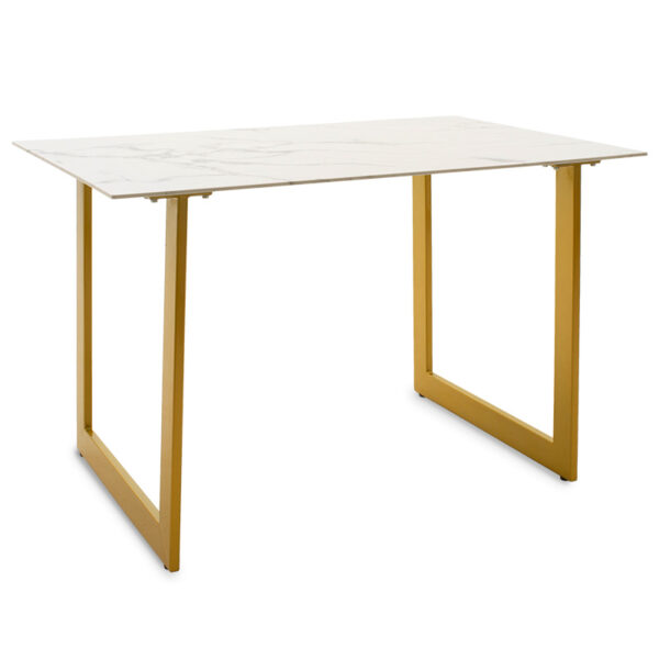 Dinning table Paris pakoworld glass 8mm marble pattern-golden 120x80x75cm 029-000087