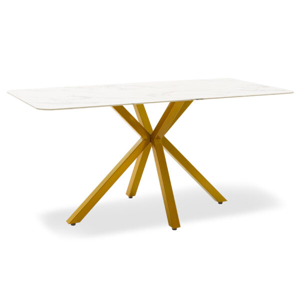 Dinner table Paris pakoworld glass 8mm marble pattern-golden 160x80x75cm 029-000089