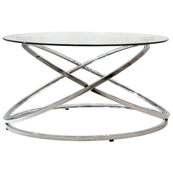 Table Sabin pakoworld metal-glass 8mm D80x43cm 029-000106