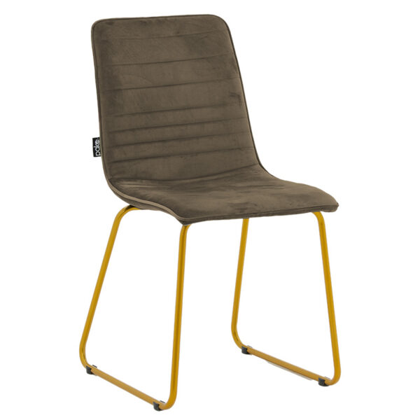Chair Amalia pakoworld metal golden with velvet brown 029-000133