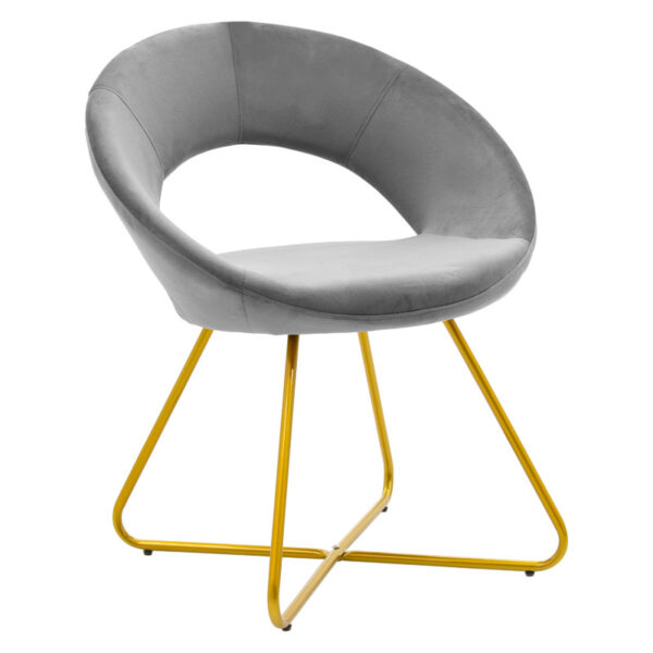 Chair Valentina pakoworld metal golden with velvet grey 029-000135