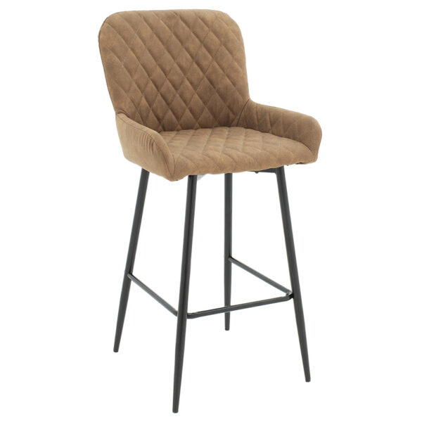 Bar Stool Delicacy metal black legs- fabric antique brown color 47x43x100cm 029-000173