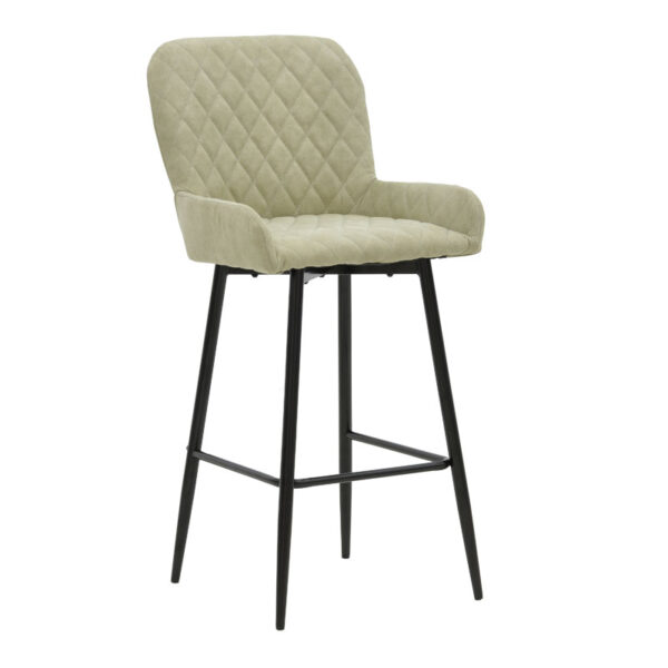 Bar Stool Delicacy metal black legs-fabric antique grey-green color 47x43x100cm 029-000174