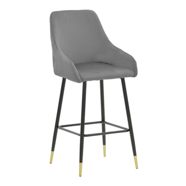 Bar Stool Lithe metal golden black legs-velvet grey 47x44x98cm 029-000201