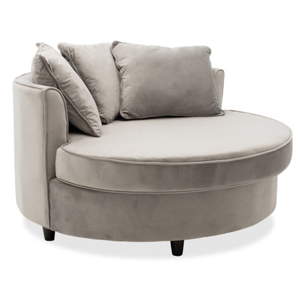 Armchair-sofa pakoworld sofa round in grey velvet 123x120x85cm 035-000038