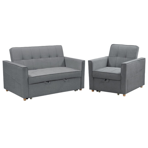 Sofa set 2pcs Commit pakoworld fabric dark grey 035-000081