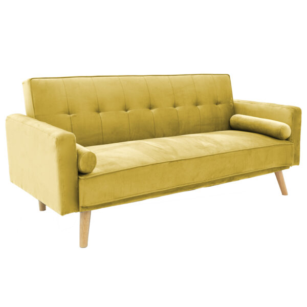 3 seater sofa-bed Success pakoworld yellow velvet 190x80x84 cm 035-000084