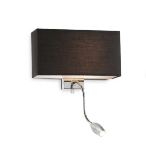 IDEAL LUX Απλίκα Τοίχου με LED Αναγνώστη HOTEL 1xE27 Μαύρου Χρώματος - 035956