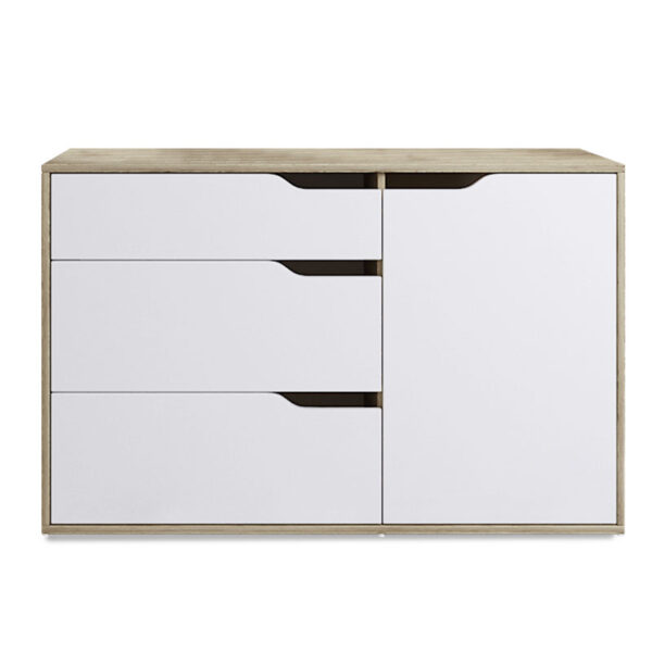 Chest of 3 drawer Symmetry pakoworld in white-oak color 120x40x70cm 043-000092
