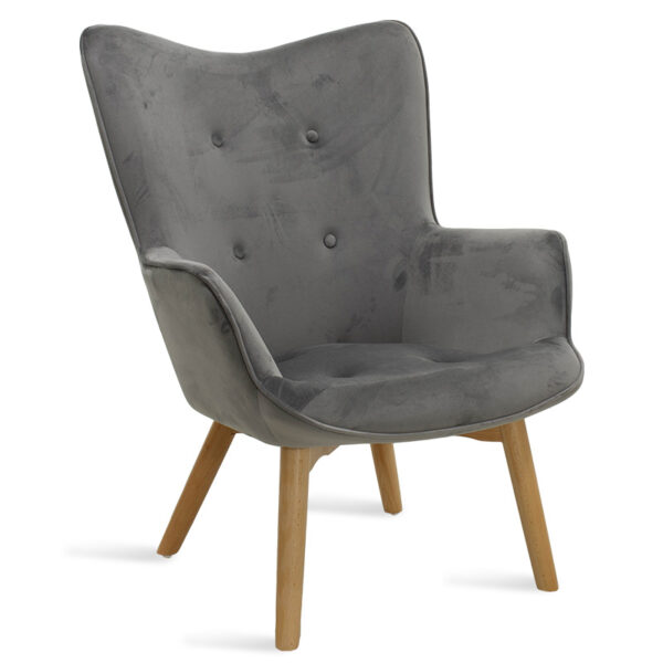 Armchair Kido pakoworld velvet silver-grey color 046-000008