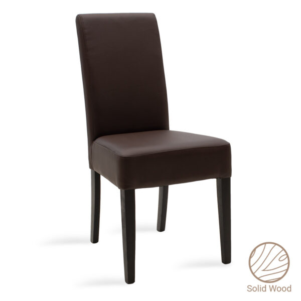 Chair Ditta pakoworld with brown pu - wooden legs wenge 047-000033
