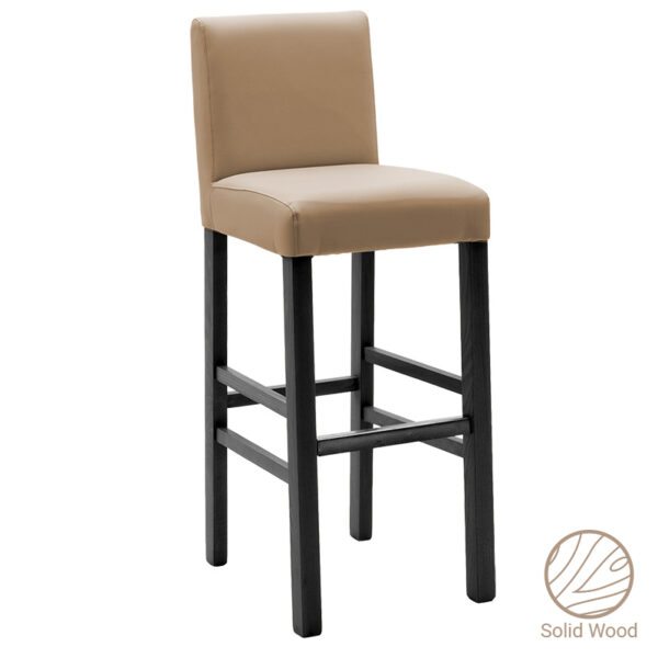 Bar stool Bari pakoworld with mocha pu - wooden legs black 047-000051