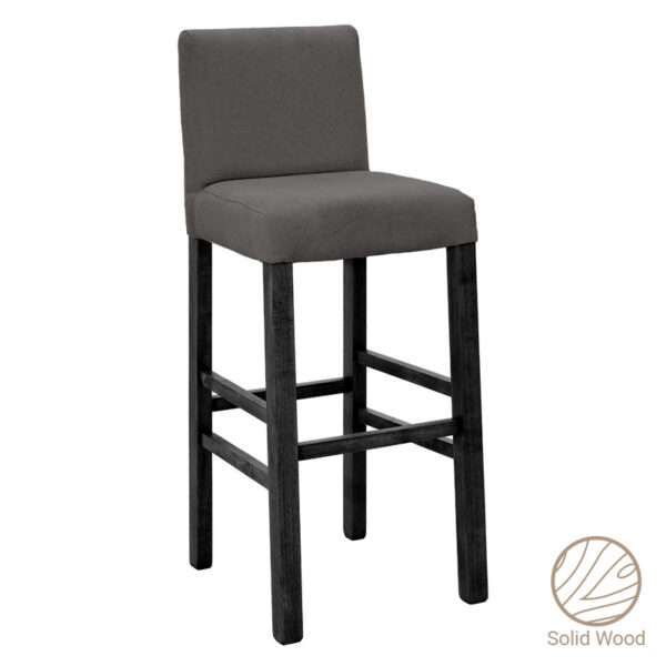 Bar stool Bari pakoworld with anthracite fabric - wooden legs black 047-000055