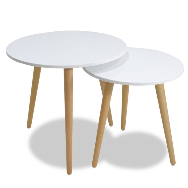 Coffee table set 2pcs SMITH pakoworld in white matte- oak color 058-000001