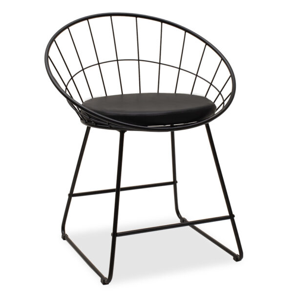 Seth pakoworld chair black metal wire with black pvc cushion 058-000020