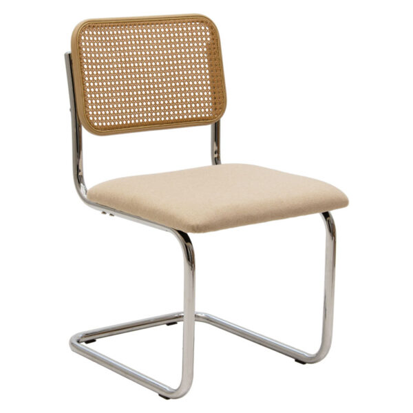Chair Lusy pakoworld pe fabric beige-chrome base 058-000056