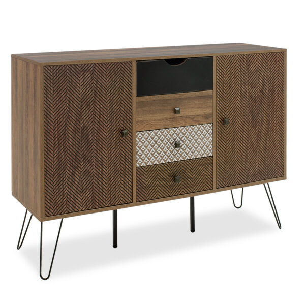 Buffet Boho pakoworld with four drawers in walnut color 122x39,5x86cm 066-000006