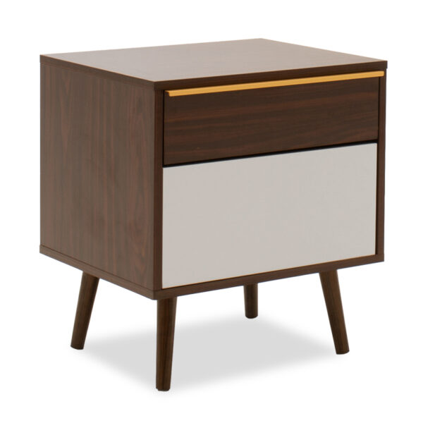 Nightstand Nastia pakoworld in dark walnut - white color 48x39x53cm 066-000011