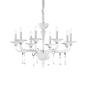 IDEAL LUX Κρεμαστό Φωτιστικό MIRAMARE 8xE14 Λευκού Χρώματος - 068190