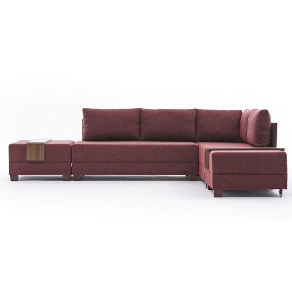 Corner sofa-bed PWF-0155 right corner fabric in dark red 210x280cm 071-000324