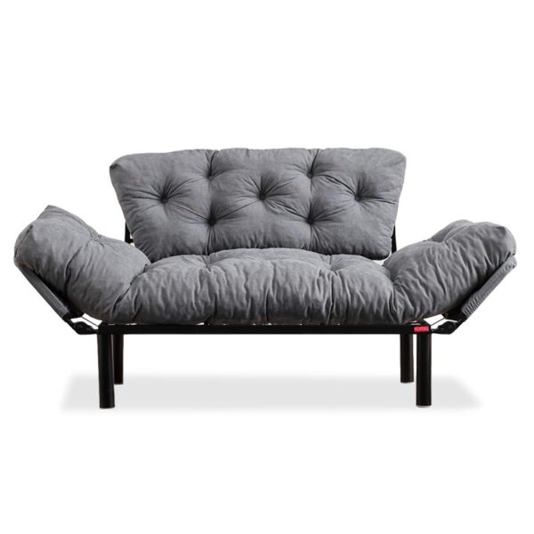 2 seater sofa bed PWF-0018 pakoworld with fabric in grey color 155x73x85cm 071-000662