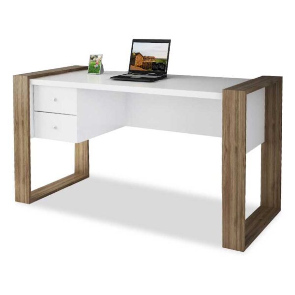 Study desk PWF-0311 pakoworld in walnut - white color 158,5x60x72,5cm 071-000884