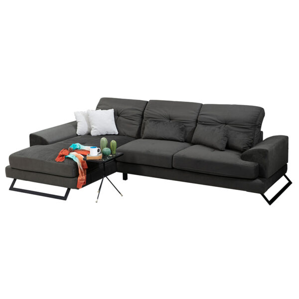 Corner sofa PWF-0503 pakoworld right corner velvet anthracite-black 308x190x100/92cm 071-001129