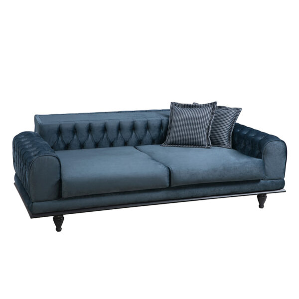 3-seater sofa-bed PWF-0514 pakoworld velvet blue-black 220x90x80cm 071-001144
