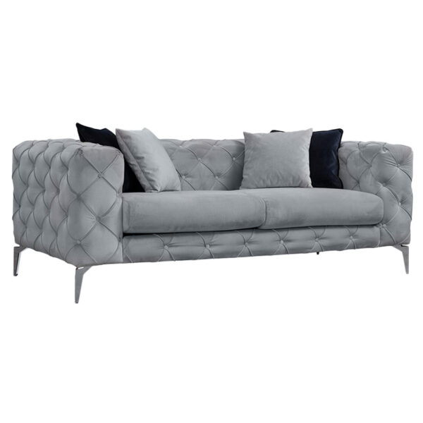 2-seater sofa PWF-0502 pakoworld gray-chrome velvet 197x90x73cm 071-001147