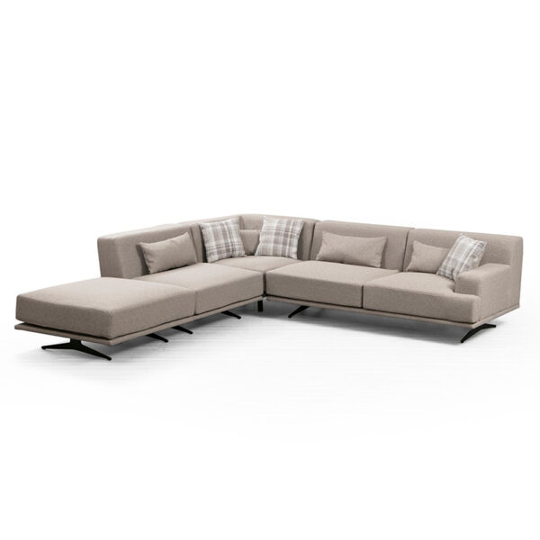 Corner sofa PWF-0516 pakoworld right corner fabric beige-black 302x302x80cm 071-001158