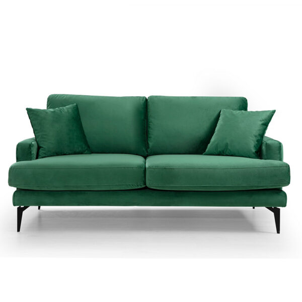 2-seater sofa Fortune pakoworld velvet green-black 175x90x88cm 071-001182