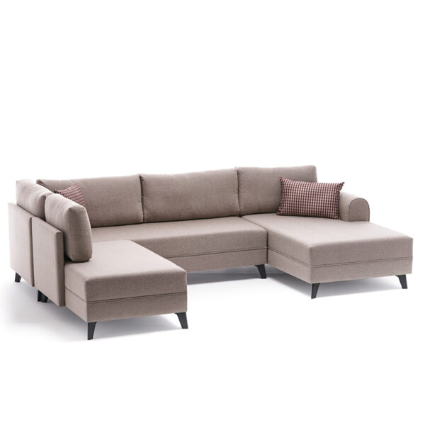 Versatile corner sofa-bed PWF-0534 pakoworld cream fabric 300x202x78cm 071-001192