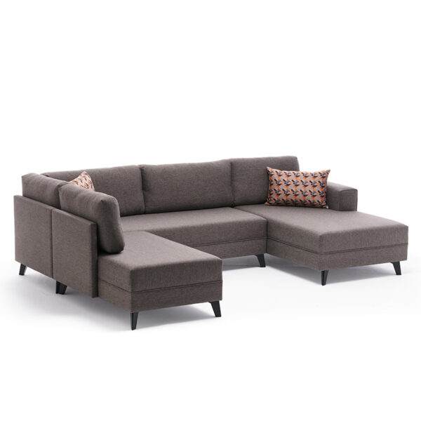 Versatile corner sofa-bed PWF-0535 pakoworld fabric light brown 300x202x78cm 071-001194