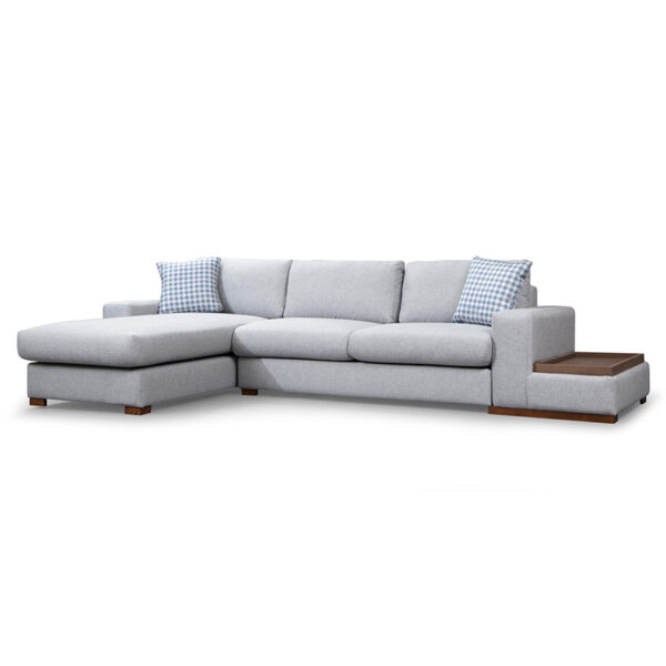 Corner sofa PWF-0537 pakoworld right corner fabric gray-walnut 332x194x85cm 071-001196