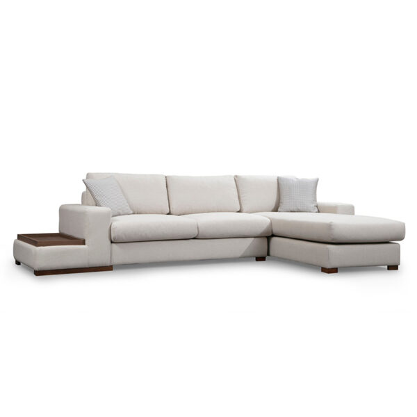 Corner sofa PWF-0540 pakoworld left corner fabric beige-walnut 312x194x85cm 071-001202