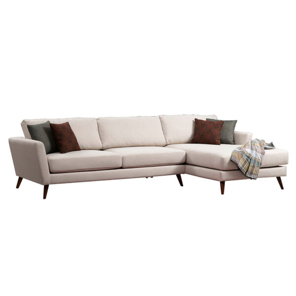 Corner sofa-bed PWF-0526 pakoworld left corner fabric beige-walnut 303x168x85cm 071-001206