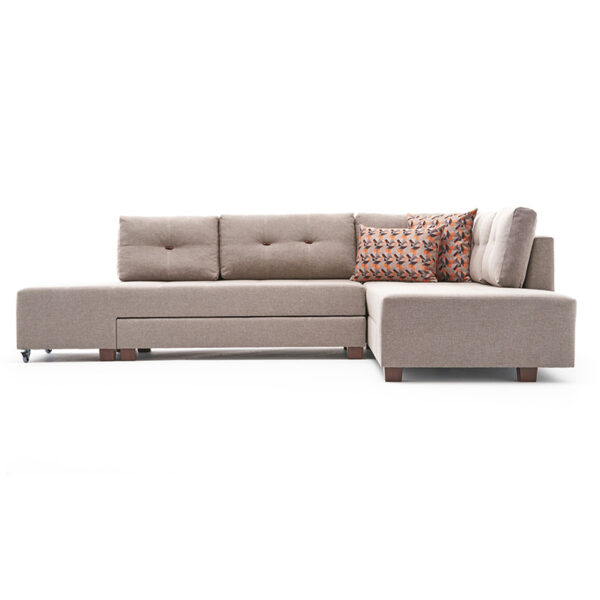 Corner sofa-bed PWF-0517 pakoworld left corner fabric cream-walnut 282x206x85cm 071-001225