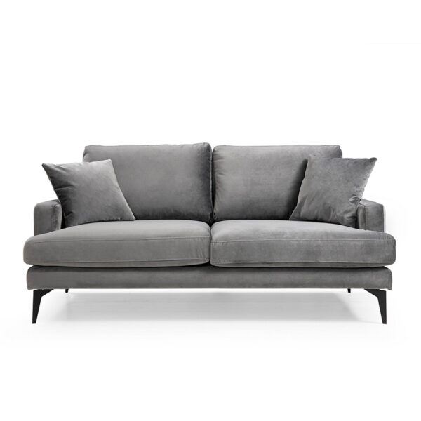 Sofa 2-seater Fortune pakoworld velvet anthracite-black 175x90x88cm 071-001244