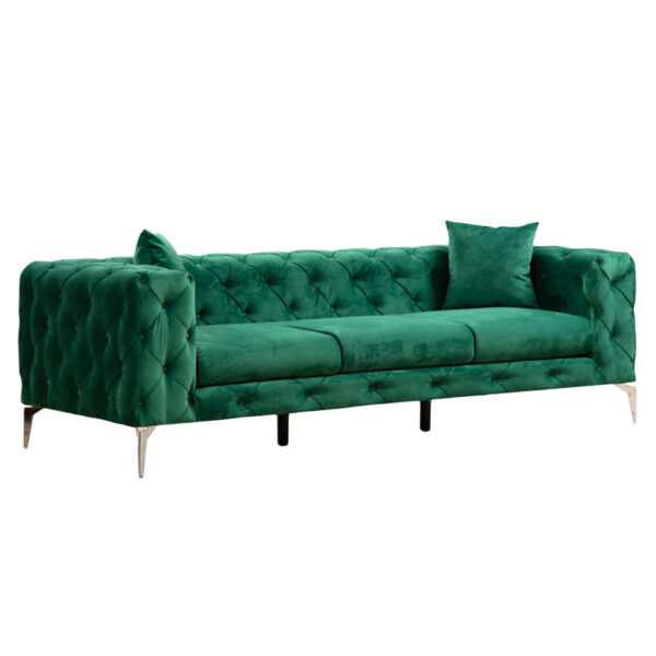 3 seater sofa PWF-0579 pakoworld Chesterfield type fabric green 237x90x73cm 071-001352