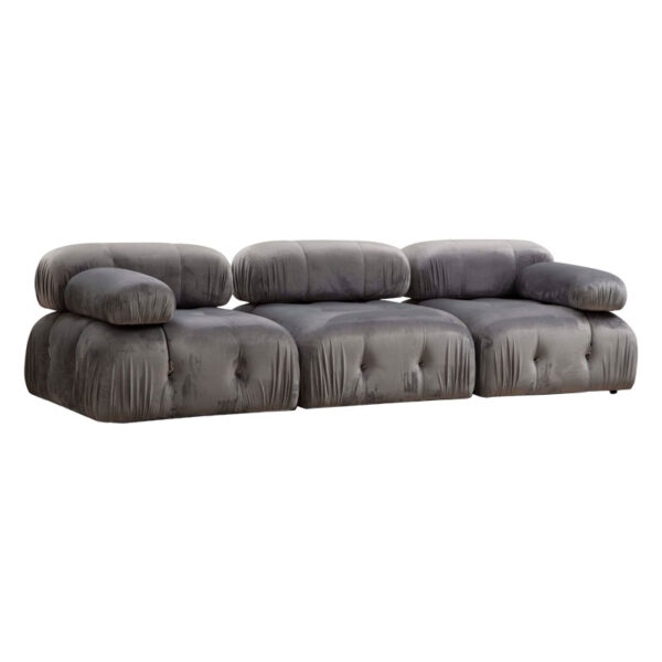 3-seater sofa Divine with gray velvetish 288x95x75cm 071-001457