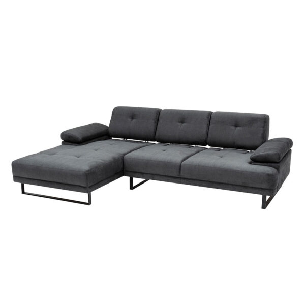Corner sofa with right angle PWF-0586 pakoworld dark grey fabric 314x174x83cm 071-001460