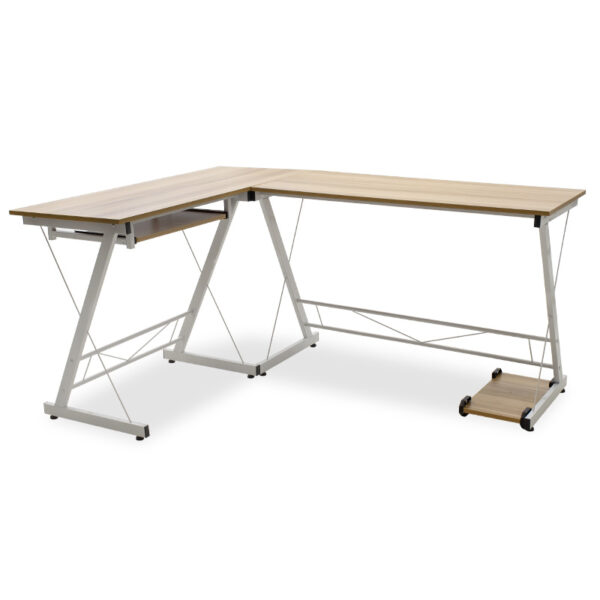 Metalic computer table Levi pakoworld MDF in oak color 158x120x73cm 072-000022