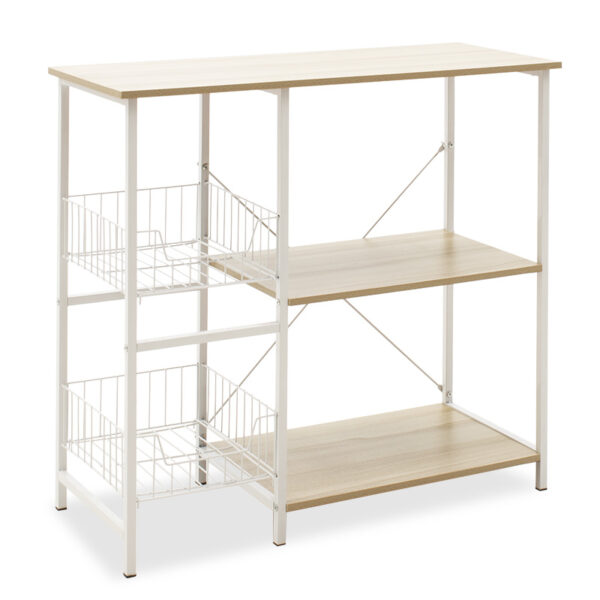 Floor Shelf unit Noon pakoworld with MDF in white-natural color 80x34x75cm 072-000034