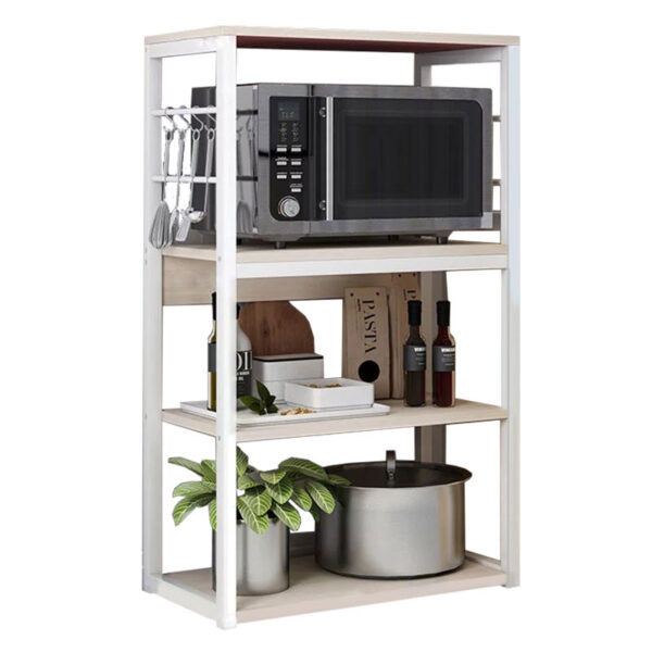 Floor shelf unit Wille pakoworld metallic in white-natural color 50x30x99.5cm 072-000042